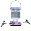 Lavender Field Hummingbird Feeder – 16 oz glass feeder with top-fill design and 5 red flower-shaped feeding ports